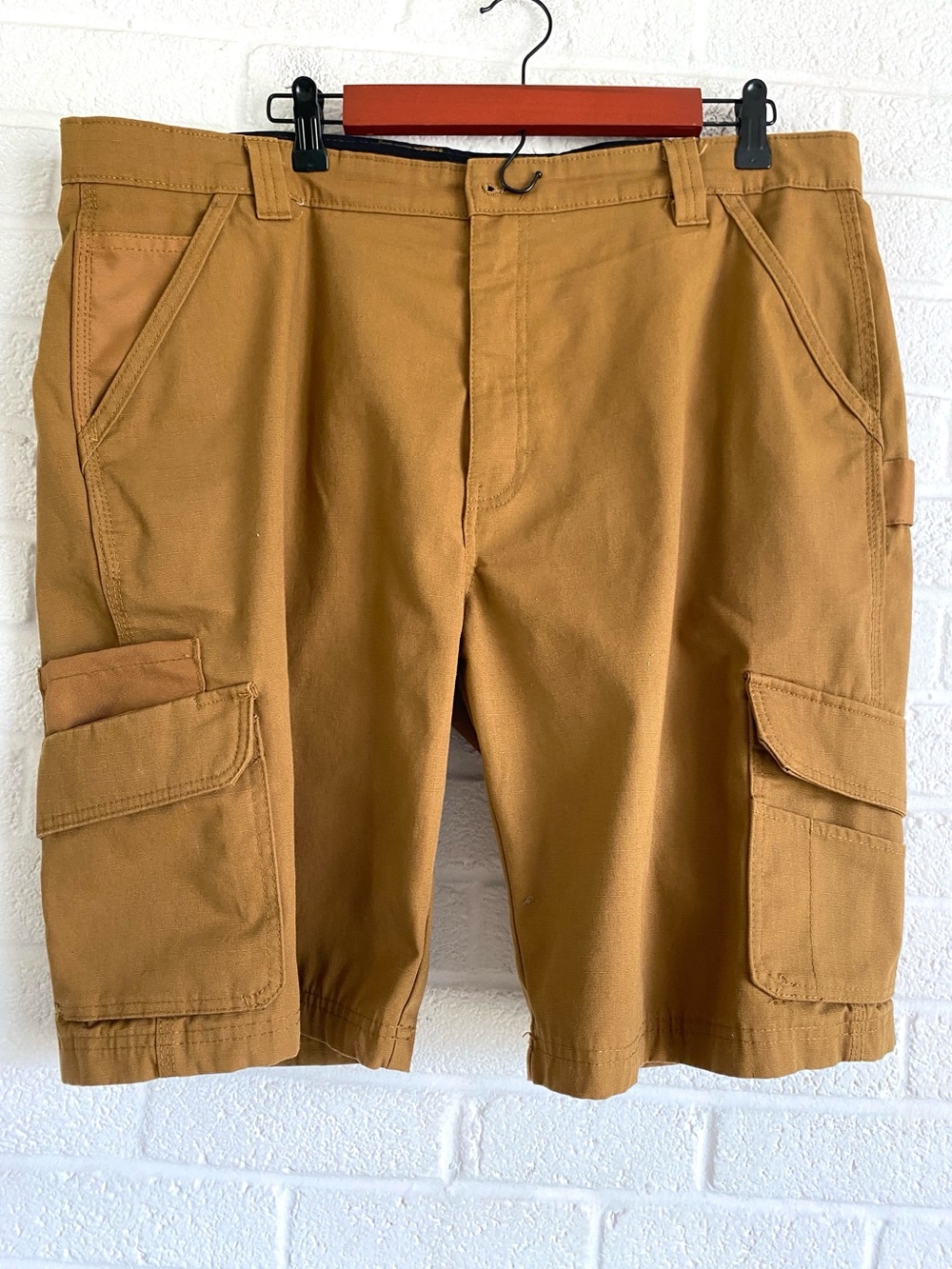 Dickies Cargo Shorts Mens Size 38 Brown Ripstop Utility Workwear Casual Pocketed